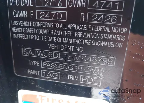 2017 Jaguar F-Type R из США, поврежденный, VIN SAJWJ6DL1HMK46799